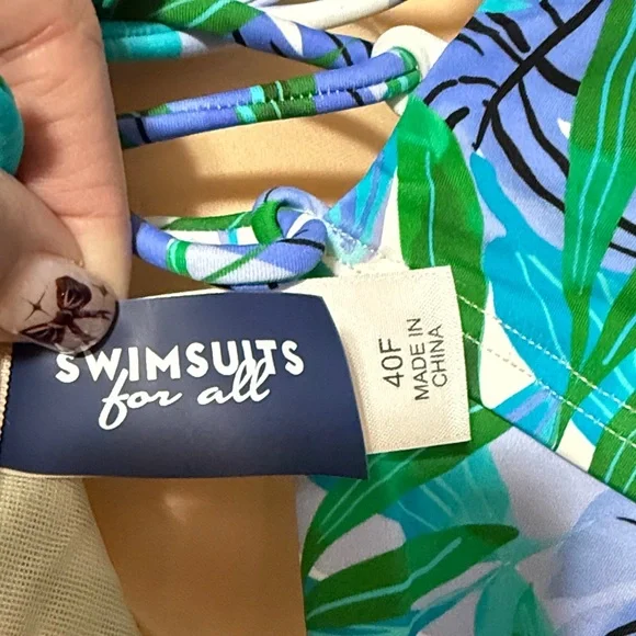 Swimsuits For All Tropical Blue and Green One Piece - Picture 2 of 4